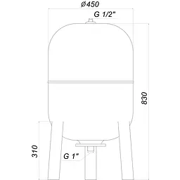 Гідроакумулятор 80л Zilmet Ultra-Pro 10bar вертикальний (1100008004) - мініатюра 6