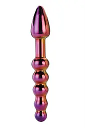 Анальний фалоімітатор Glamour Glass Ridged Anal Dildo 18 см (райдужний)