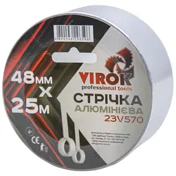 Стрічка клейка алюмінієва Virok 48мм х 25м 40 мкм (23V570)