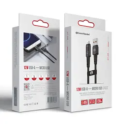 Кабель ArmorStandart AT-AM USB Type A to micro USB 12W 1.2 m Black - мініатюра 2