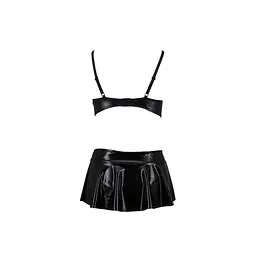 Комплект білизни під латекс Passion DEBY SET S/M, black, ліф, мініспідничка, стрінги - мініатюра 4