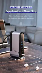 Хаб адаптер Baseus Working Station Multifunctional Type-C Hub Adapter 16-в-1 CAHub-BG0G - мініатюра 7