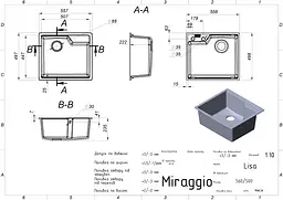Кухонна мийка Miraggio LISA terra (0002242) Граніт, Під стільницю/Врізна, Терра - мініатюра 2