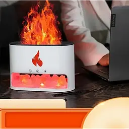 Лампа зволожувач повітря Docsal Flame 3в1 з ультразвуковим зволоженням і соляним камінням Білий - мініатюра 5