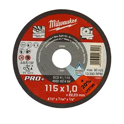 Диск відрізний для металу MILWAUKEE, SCS 41/115х1 PRO+, діаметр 115мм