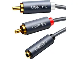 Аудіокабель UGREEN AV102 mini-jack 3.5mm - 2xRCA 1m Gray (10588)