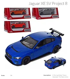 Металева інерційна легкова модель Jaguar XE SV Project 8 5", відкриваються двері (В асортименті) - мініатюра 4