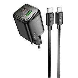 МЗП Hoco N53 Monsoon PD30W+QC3.0 (1USB-A/1C) + кабель Type-C to Type-C Black