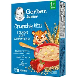 Дитяча каша суха швидкорозчинна Gerber Мультизлакова з хрусткими пластівцями та шматочками полуниці від 1 року 200 г - мініатюра 2