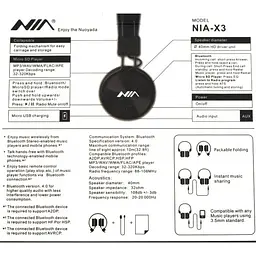 Бездротові навушники з оголов'ям чорні з MP3 плеєром Bluetooth NIA-X3 - мініатюра 9