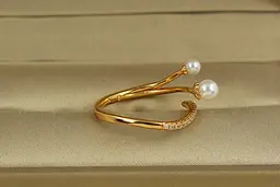 Кільце Xuping Jewelry розсувне дві маленькі перлини р 16+ золотисте - мініатюра 2
