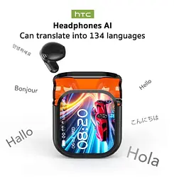 Бездротові навушники HTC NE20 AI Bluetooth сенсорне керування – зарядний кейс, чорні  - мініатюра 2