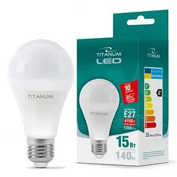 Лампочка TITANUM A65 15W E27 4100K 220V (TLA6515274) - мініатюра 2