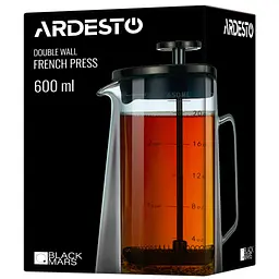 Френч-прес ARDESTO Black Mars з подвійними стінками 650 мл (AR1906DWB) - мініатюра 7