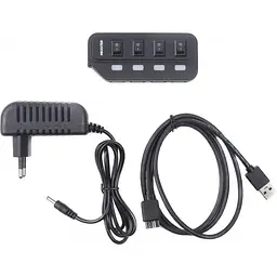 USB-Хаб Maxxter USB 2.0 HU2A-4P-AC-02 Type-A на 4 порти, 1м Type-B кабель, 5V1A зарядка в комплекті, пластик, чо (HU2A-4P-AC-02) - мініатюра 3