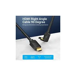 Кабель мультимедійний HDMI M to HDMI M 1.0m V2.0 4K60Hz 90° corner PVC black Vention (AARBF) - мініатюра 4