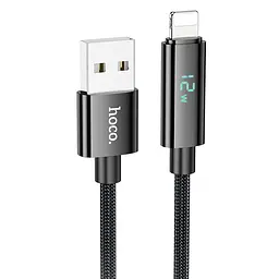 Дата кабель Hoco U125 Benefit 2.4A USB to Lightning with display (1.2m) Black - мініатюра 4