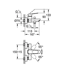 Змішувач для ванни Grohe Cubeo 1018130000 Хром - мініатюра 5