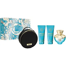 Набір для жінок Versace Dylan Turquoise: Туалетна вода 100 мл + Гель для душу 100 мл + Лосьйон для тіла 100 мл + Косметичка