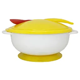 Тарілка на присосці з термоложкою та кришкою MGZ-0101(Yellow) 250 мл - мініатюра 2