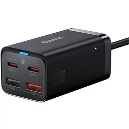 Мережевий зарядний пристрій Baseus GaN3 Pro Desktop Fast Charger 2Type-C+2USB 65W CCGP040101 Black
