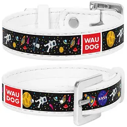 Браслет Waudog Design NASA, шкіра, 17-23х1,5 см, білий - мініатюра 3