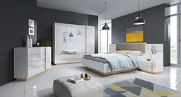 Ліжко (каркас) Perfect Home Арко / Arco 160 з м'яким ізголів'ям двоспальне Білий глянець/дуб грандсон (PFH-091045) - мініатюра 4