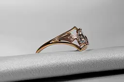Каблучка з червоного золота з топазом і діамантами 14 K-0389 - мініатюра 6