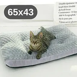 Лежак для тварин 65×43 см — м'який килимок плюшевий, щільний і теплий сірий KT8002112