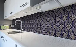 Кухонний фартух Об'ємне листя Ромби ПВХ для декору 60х300 см Абстракція Синій Happy Pocket Z183879 - мініатюра 5