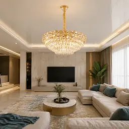 Підвісна кришталева люстра Splendid Ray L8250/770*H370/19 (A+B), золото, 19 ламп E14, від 19-29 м²