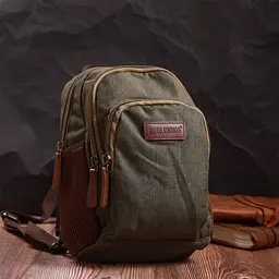 Практичний рюкзак з поліестру з великою кількістю кишень Vintage 22145 оливковий - мініатюра 9