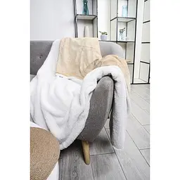 Ковдра Soho Plush hugs Beige флісова, 220х200 см, бежева з білим (1225К) - мініатюра 5