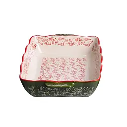 Форма для запекания и сервировки Vintage Прямоугольная фарфоровая форма для выпечки в духовке с ручками Зеленый Yiwu HM05-12 - миниатюра 3