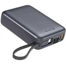 Батарея універсальна Swissten 20000mAh SPACE 22/5W PD QC w/built-in cables USB-C/LIGHTNING Silver (8595217490598)