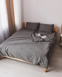 Постельное белье полуторное Dushka Home Вареный хлопок 20468 160х215 см темно-серое