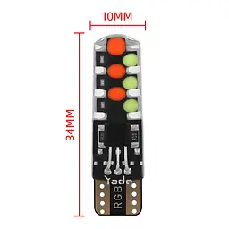 LED автолампи T10 з пультом ДК та стробоскопом RGB – кольорові габаритні світлодіодні лампи для авто - мініатюра 4