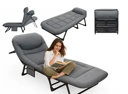 Портативне розкладне ліжко Relax Outdoor 180×60×30 см, залізна рама, до 120 кг, 5 регульованих положень