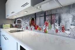 Кухонний фартух самоклеючий Крижана Вишня для кухні наклейка ягоди лід сірий 60х300 см Happy Pocket Z180383 - мініатюра 4