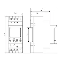 Цифрове реле контролю напруги FRV15 4 200-500V 1NO+1NC Промфактор ( FRV15 4 ) - мініатюра 2