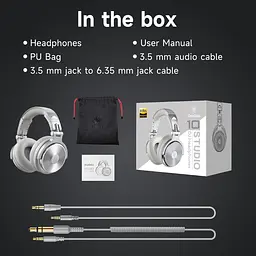 Гарнітура OneOdio Pro 10, 3,5мм/6,35мм, Silver - мініатюра 2