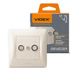 Розетка Videx Binera TV+SAT кінцева кремова (VF-BNSK2TVSATE-CR)