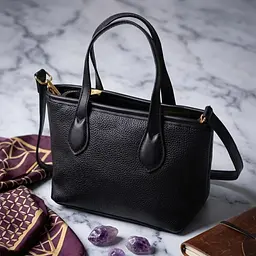 Містка сумка з двома ручками з натуральної шкіри Vintage 22286 чорна
