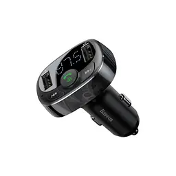 FM модулятор Baseus T Shaped S-09A 2 х USB Type-A, microSD Black (CCMT000001) - мініатюра 2