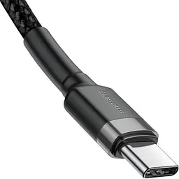 Кабель Baseus Cafule Type-C to Type-C PD2.0 60W (20V 3A) 1m grey black (CATKLF-GG1) - мініатюра 3
