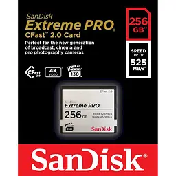 Карта пам'яті Sandisk 256GB CFAST 2.0 Extreme PRO 525MB/s VPG130, EAN: 619659145262 (SDCFSP-256G-G46D) - мініатюра 2