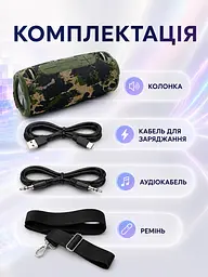 Портативна Bluetooth колонка 20 Вт з басом і LED-підсвіткою 25×10,8×10,7 см камуфляжна (49676322) - мініатюра 8