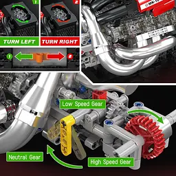 Конструктор двигун Mould King STR13 FORMULA ONE V6  Engine   моторизований дитячий мотор 980 деталей - мініатюра 4