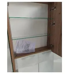 Шафка навісна ПіК Базис Wood з дзеркалом на фасадах 60 см 30412 - мініатюра 3