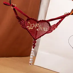 Трусики з намистинами Love you One size бордові